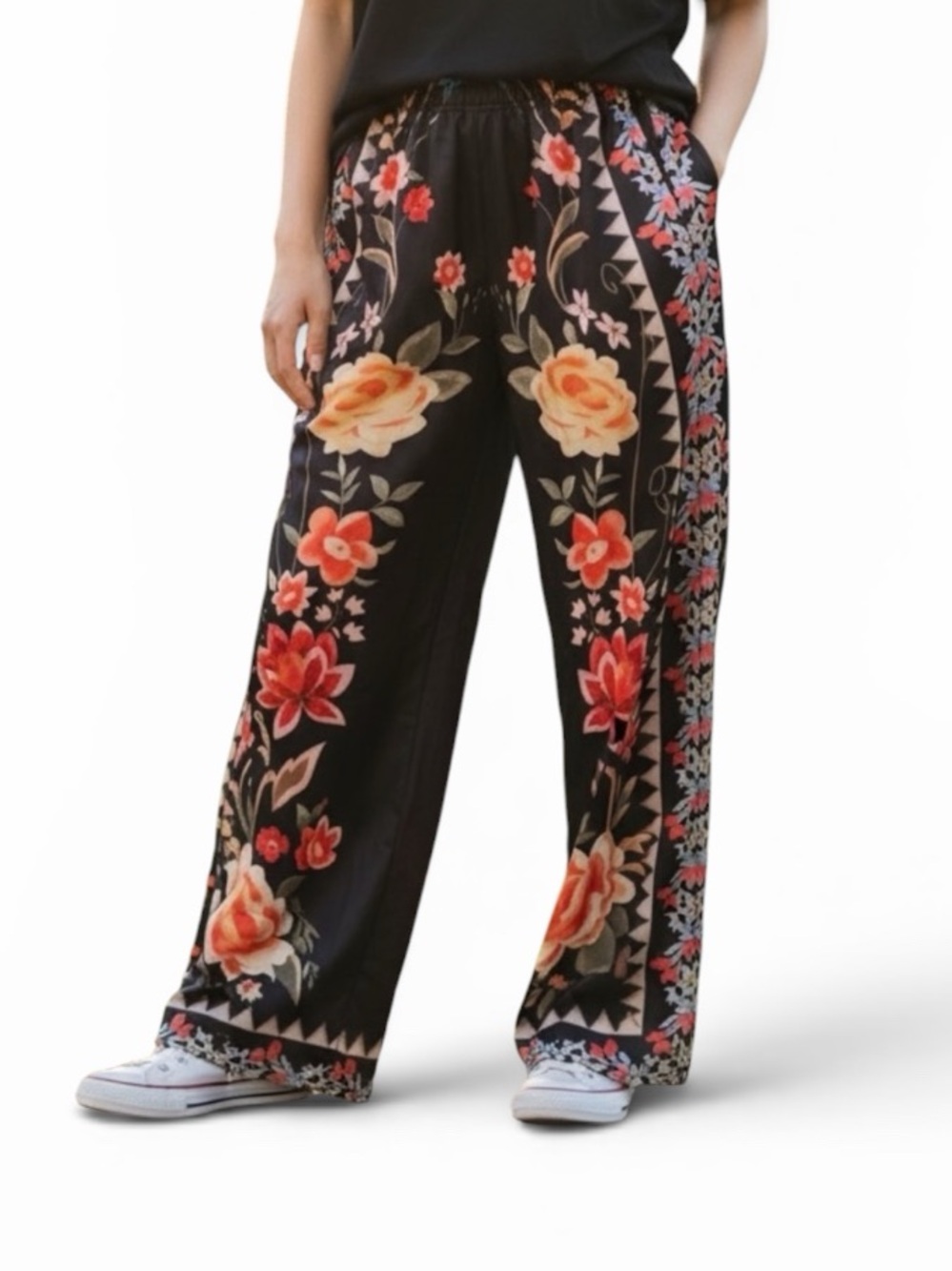NEW• Atelier Jai Wide-Leg Floral Print Pants- XXL